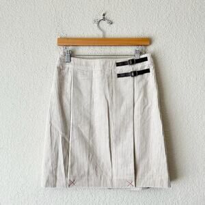 BODEN Corduroy Mini Skirt Beige Pleated Buckle Lined A-Line Preppy